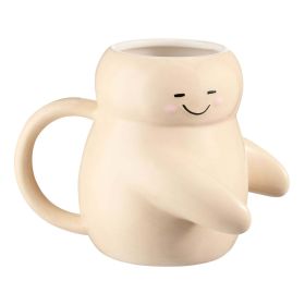 16 oz Cream Sculpted Hug Earthenware Mug