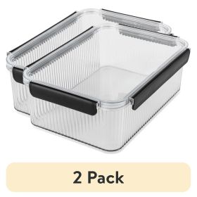 (2 pack) 16 Cup Plastic Pantry Storage Container, Clear