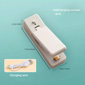 1pc Mini Household Portable Sealing Machine, Hand Pressure, Heat Sealing Machine, Food, Snacks, Plastic Bag Sealing Machine (Battery Not Included (Style: Rechargeable Model - Gray, Color: Random Color)