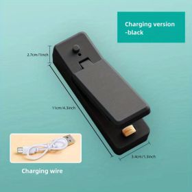 1pc Mini Household Portable Sealing Machine, Hand Pressure, Heat Sealing Machine, Food, Snacks, Plastic Bag Sealing Machine (Battery Not Included (Style: Rechargeable - Black, Color: Random Color)