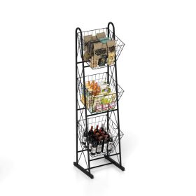 3-Tier Kitchen Storage Basket Organizer for Fruit & Items (type: Style B, Color: Black)